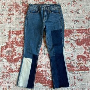 Universal‎ Thread Patch Color-block High Rise Boot Cropped Jeans Size 00/24R